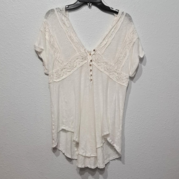 Free People Double V Handkerchief  Hem Boho Tunic Top - Picture 4 of 10